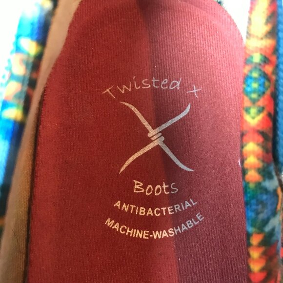 Twisted X Women's 8M Canvas Boat Shoe Driving Mocs Blue Aztec - Picture 4 of 9